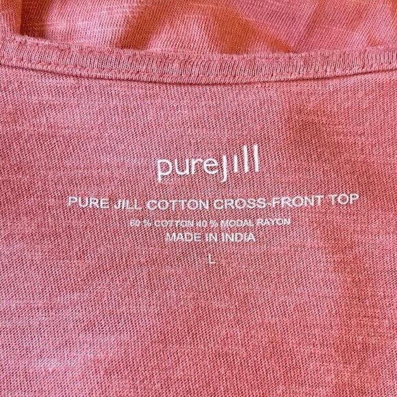 Pure Jill J. Jill Faux Wrap Blouse V-Neck Lightweight Pink Preppy Academia L - Picture 4 of 6